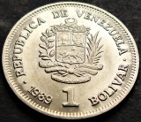 Moneda 1 BOLIVAR - VENEZUELA, anul 1989 *cod 270 = UNC, America Centrala si de Sud