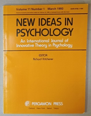 NEW IDEAS IN PSYCHOLOGY , AN INTERNATIONAL JOURNAL ...editor RICHARD KITCHENER , VOLUME 11 , NUMBER 1 , MARCH 1993 foto
