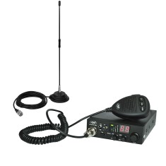 Pachet Statie radio CB PNI ESCORT HP 8024 ASQ, 4W, AM-FM, 12 24V + Antena CB PNI Extra 40 cu magnet 5-7KM