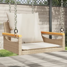vidaXL Bancă de balansoar cu perne, bej, 63x62x40 cm, poliratan 368166
