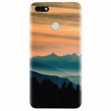 Husa silicon pentru Huawei P9 Lite mini, Blue Mountains Orange Clouds Sunset Landscape