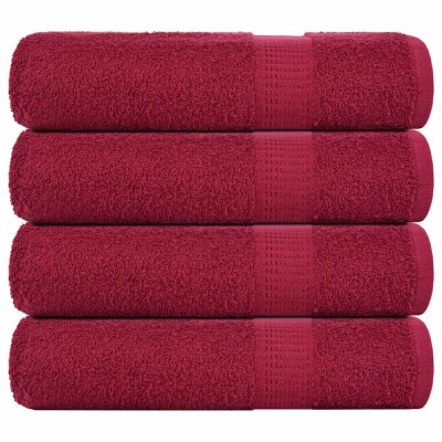 vidaXL Prosoape de baie 4 buc Bordeaux 100x150 cm 360 g/m&amp;sup2; 100% bumbac foto