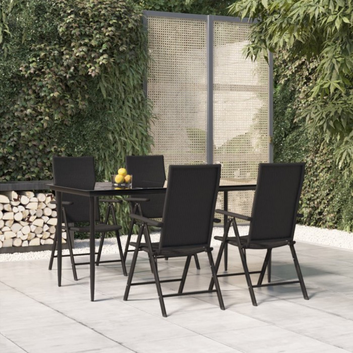 Set mobilier de gradina, 5 piese, negru, poliratan GartenMobel Dekor