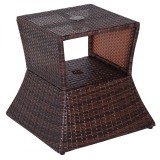 Outsunny masuta exterioara din ratan, 54x54x55cm, maro | Aosom Ro