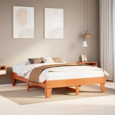 vidaXL Cadru pat fără saltea, maro ceruit, 140x190 cm, lemn masiv pin 855369