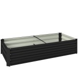 Outsunny Jardinieră dreptunghiulară pentru grădină din oțel galvanizat, margine de siguranță și fund deschis 150x70x30cm gri &icirc;nchis | Aosom Romania