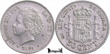 1894 (*94) PG-V, 50 Centimos - Alfonso al XIII-lea - Regatul Spaniei | KM 703, Europa, Argint