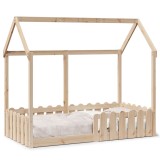 Gossi cadru pat tip casa pentru copii, 80x160 cm, lemn masiv de pin