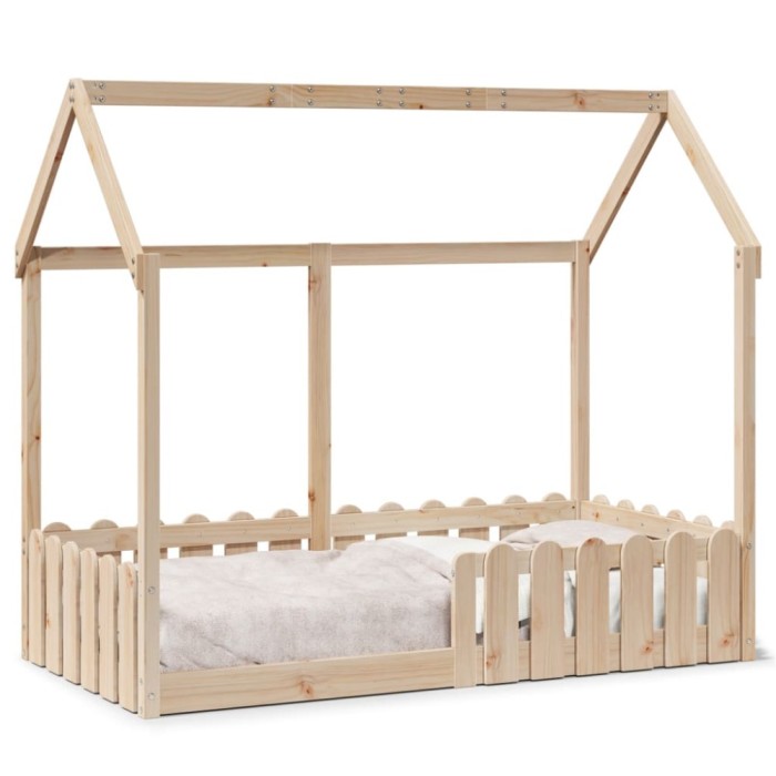 Gossi cadru pat tip casa pentru copii, 80x160 cm, lemn masiv de pin