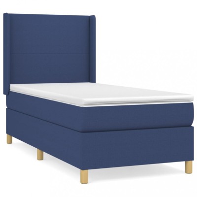 Pat box spring cu saltea, albastru, 80x200 cm, textil foto