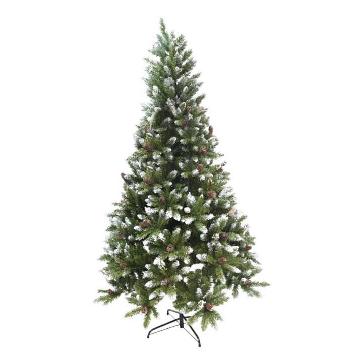 Brad artificial decorat de craciun bogat, 1.8 m inaltime, 918 ramuri verzi inzapezit, interior/ exterior verde