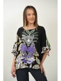 Cumpara ieftin Bluza Dama Oversize Jungle Multicolora FashionLand, Maneca Scurta, Poliester, Talie Unica M-XL