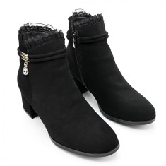 Botine dama, piele intoarsa, interior imblanit, PS146, Negre 36 EU foto