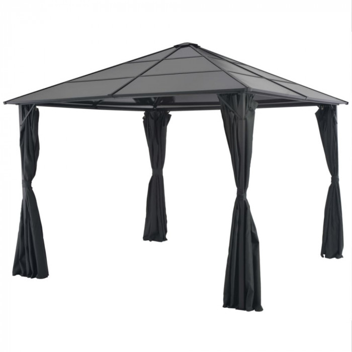 Pavilion cu perdea, negru, 3 x 3 m, aluminiu