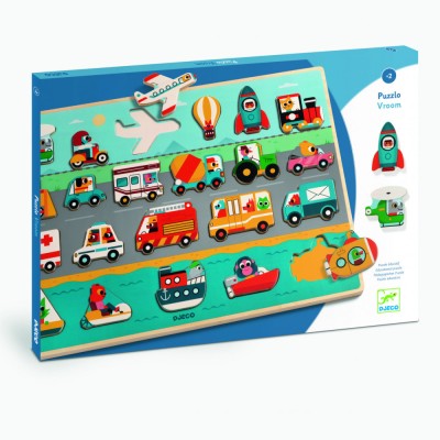 Puzzle lemn Vroom-vroom, Djeco foto