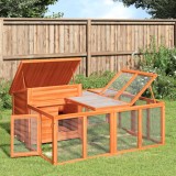 VidaXL Cușcă pentru iepuri maro 144x123x67,5 cm din lemn masiv de pin