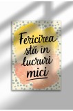 Unframed Motivational Canvas Poster - Digital Print - Fericirea sta in lucruri mici | A4 (21 x 29.7 cm)