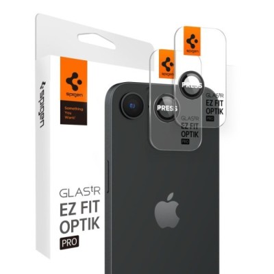 Folie Camera pentru iPhone 16e (set 2) - Spigen Glas.tR Optik EZ Fit Pro - Black foto