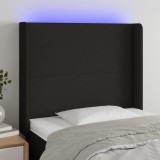 vidaXL Tăblie de pat cu LED, negru, 93x16x118/128 cm, textil