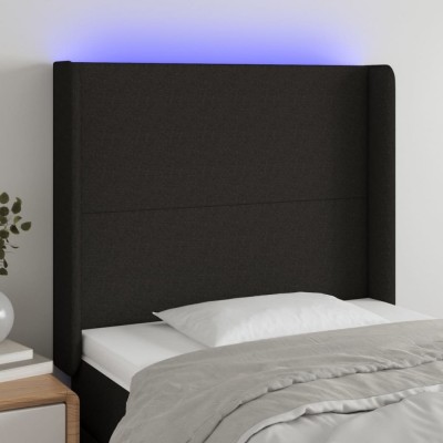 Gossi tablie de pat cu led, negru, 83x16x118/128 cm, textil foto