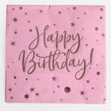 Servetele de masă roz intens pentru petreceri Happy Birthday 12 bucăți, CMCLASS