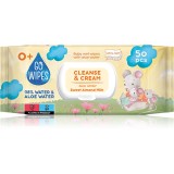 GoWipes Cleanse &amp; Cream Sweet Almond Milk servetele delicate pentru copii pentru piele sensibila aloe vera 0+ 50 buc