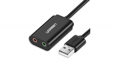 Ugreen placă de sunet externă USB cu control al volumului prin mini jack de 3,5 mm, 15 cm - negru (30724) foto