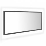 Oglindă de baie cu LED, gri extralucios, 100x8,5x37 cm, vidaXL