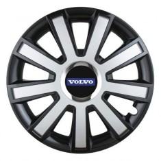 Set 4 capace roti Silver/black cu inel cromat R14 pentru gama auto Volvo