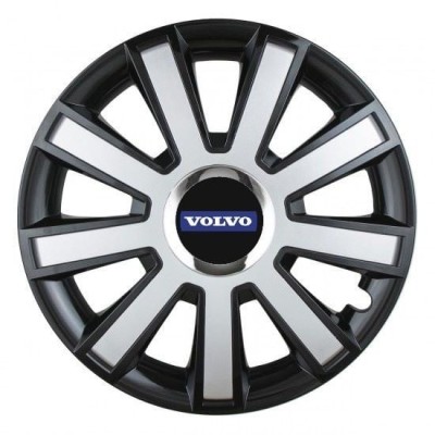 Set 4 capace roti Silver/black cu inel cromat R14 pentru gama auto Volvo foto