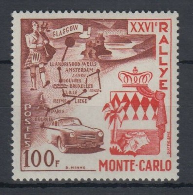 MONACO 1956 - ANIVERSA RALIU MONTE CARLO TIMBRU NESTAMPILAT foto