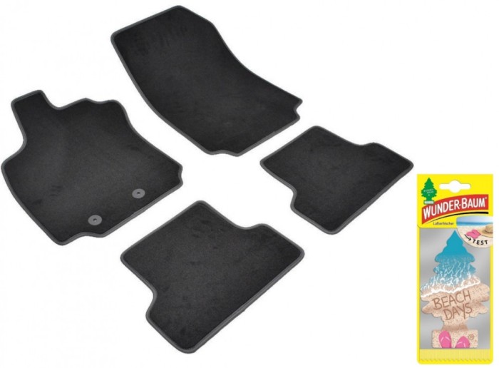 Covorase auto din mocheta Umbrella pentru Renault Clio III (2005-2012) + Odorizant Auto Bradut Wunder-baum Beach Days