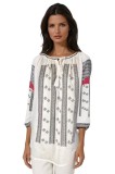 Bluza tip ie dama R25 alb/negru , marimea 2XL, Casual, Bumbac
