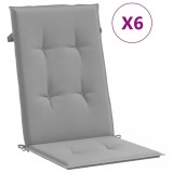 Cumpara ieftin Perne scaun cu spatar inalt, 6 buc., gri, 120x50x3 cm, textil