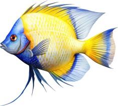 Sticker decorativ, Peste, Albastru-Galben, 66 cm, 8364ST-7 foto