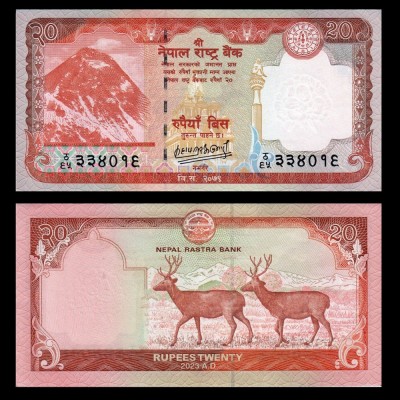 NEPAL █ bancnota █ 20 Rupees █ 2023 █ P-78 █ semnatura 21 █ UNC █ necirculata foto