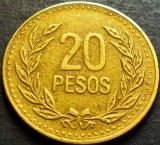 Moneda exotica 20 PESOS - COLUMBIA, anul 1989 * cod 464, America Centrala si de Sud