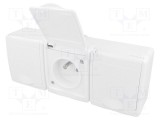 Conector alimentare AC 2P PE 250VAC 16A alb PAWBOL