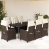 VidaXL Set mobilier de grădină cu perne, 9 piese, maro, poliratan