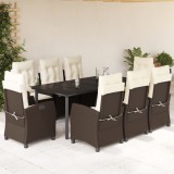 VidaXL Set mobilier de grădină cu perne, 9 piese, maro, poliratan