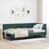 vidaXL Cadru de pat colțar Altele Manual Verde &icirc;nchis 90 x 190 cm