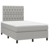 Cumpara ieftin Pat box spring cu saltea, gri deschis, 120x190 cm, textil