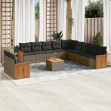 Gossi set canapea de gradina cu perne, 12 piese, gri, poliratan