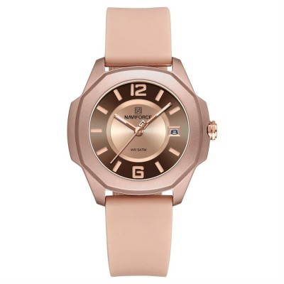 Ceas de dama Naviforce Quartz Analog Luxury Fashion Silicon Roz foto