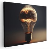 Tablou canvas bec cu un creier uman inauntru, galben, maro 1114 Tablou canvas pe panza CU RAMA 70x100 cm