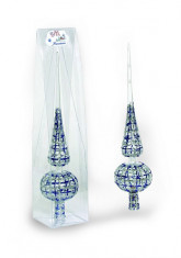 Varf de brad 30cm cristal cristal transparent decor Trame cu glitter argintiu/albastru foto