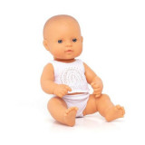 Papusa bebelus educativa 32 cm - fetita caucaziana buneta, MINILAND