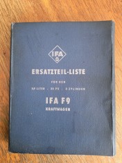 Cartea tehnica a automobilului IFA F9 1954, in limba germana / R2F