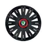 Set 4 capace roti Negre Cu Inel Rosu Active R16 Compatibil Cu Skoda, Autohelix MSA
