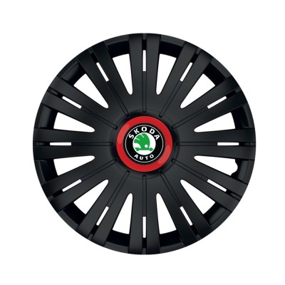 Set 4 capace roti Negre Cu Inel Rosu Active R15 Compatibil Cu Skoda foto